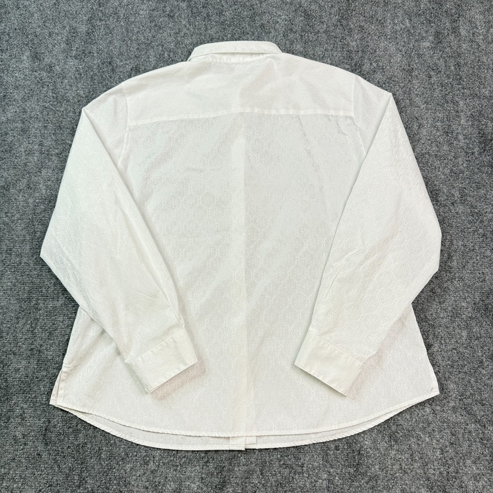 Foxcroft Womens Button Up Shirt Size 16 Shaped Fit White Jaquard Wrinkle Free - Picture 3 of 16